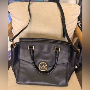Michael Kors MK Black faux leather Handbag with Detachable Shoulder Strap